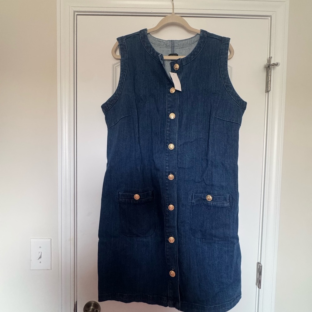 NWT Ann Taylor Factory Sleeveless Denim Button-Down Dress
